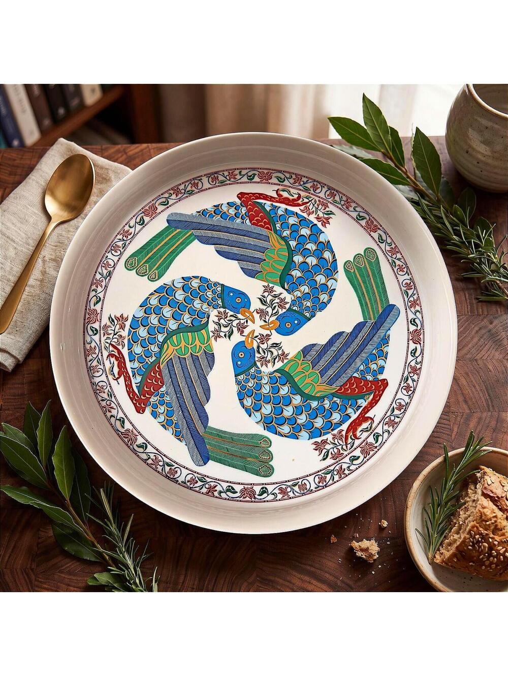 Vtg Elizabeth Arden Byzantium Peacock Serving Tray Platter Japan Porcelain 11in